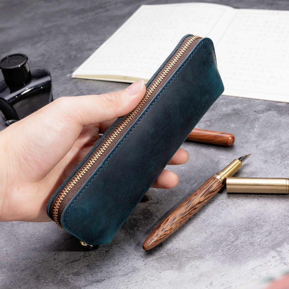 Wholesale Retro Fashion Genuine Leather Creative Pencil Case